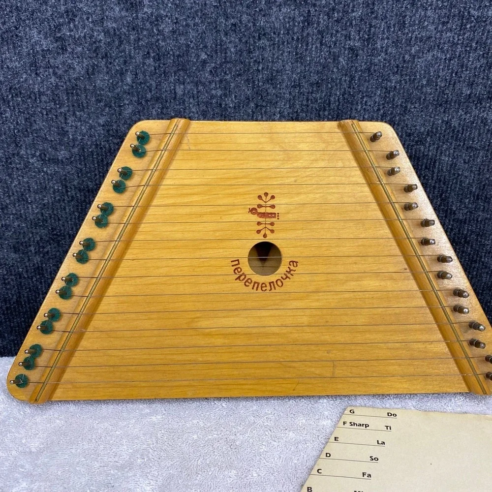 The Music Maker Vintage Lap Harp Zither Wood String Instrument with 12 Songs